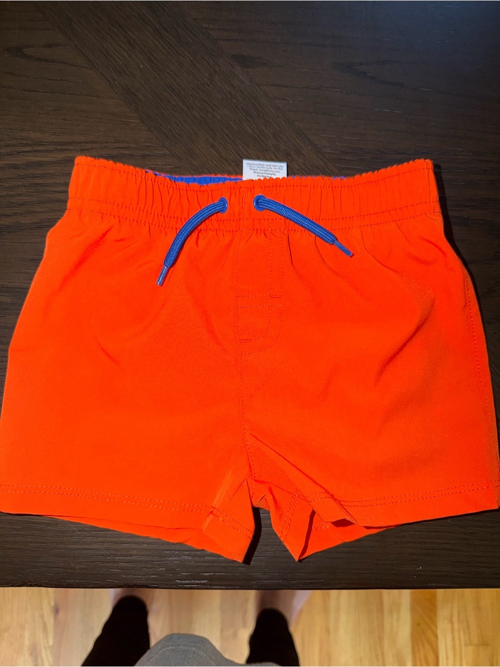 wonder nation Bright Orange Swim Shorts with Blue Drawstring
